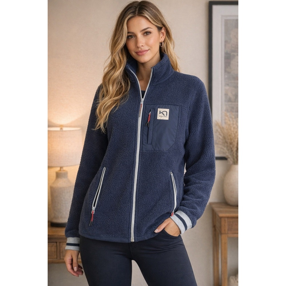 Kari‎ Traa Rothe Midlayer Navy Blue Fleece Full Zip Jacket Womens Small